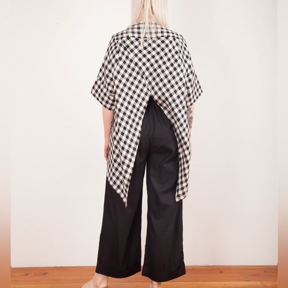 HENRIK VIBSKOV Checkered Flip Shirt in Black/White Size XS - Picture 3 of 15